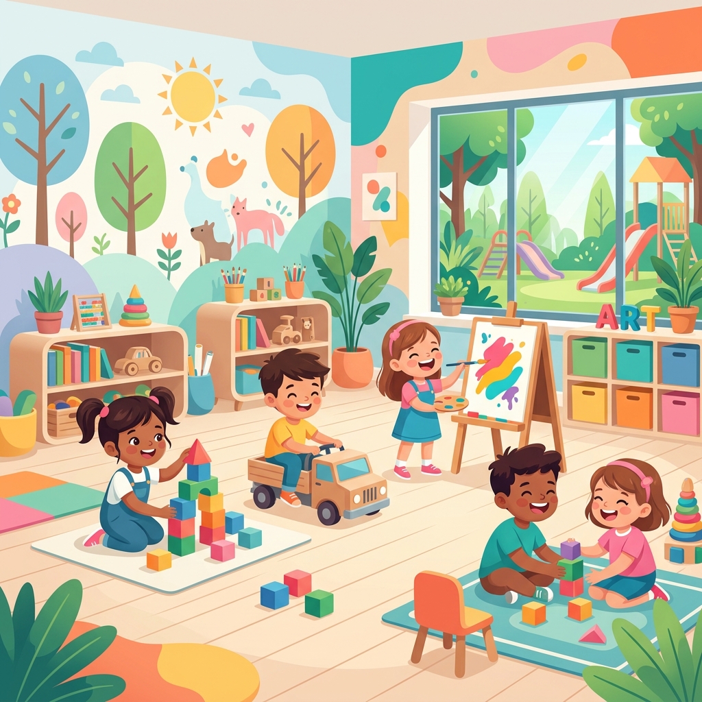 Bambini felici alla scuola dell'infanzia